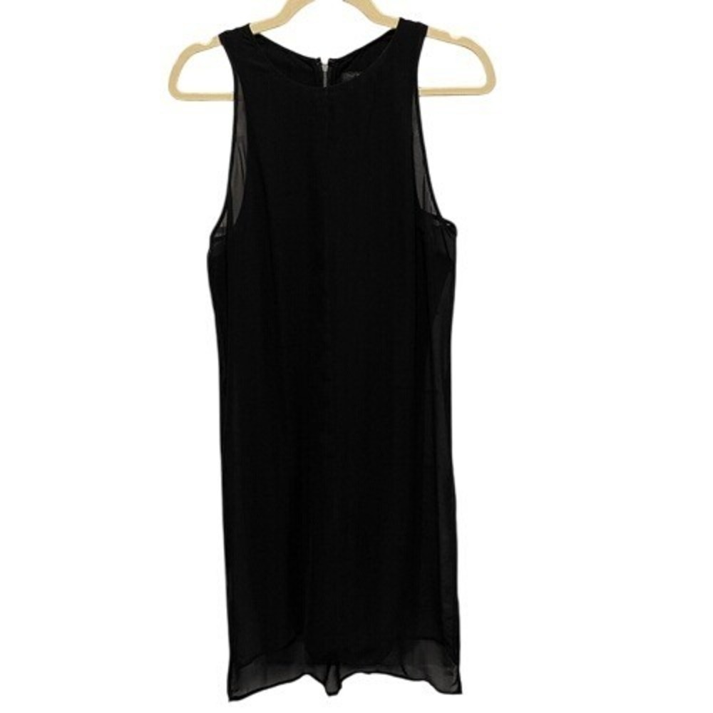 Rag & Bone Bailey Black Sheer Overlay Shift Dress L Sleeveless Minimalist
